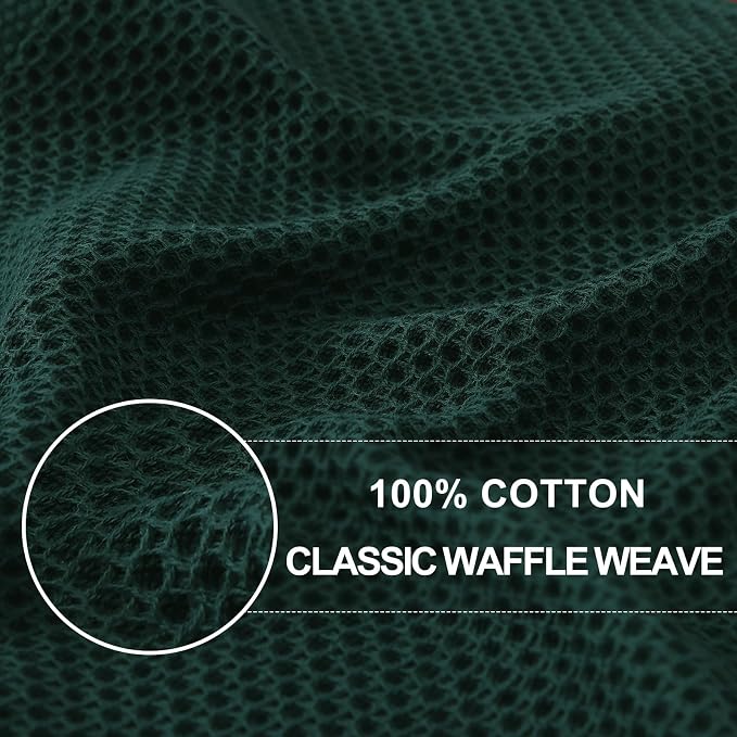Homaxy 100% Cotton Waffle Weave Kitchen Towels, 5-Pack, Blackish Green | 13 x 28 Inches, Ultra Soft Absorbent Dish Towels, Quick Drying Cleaning Towels