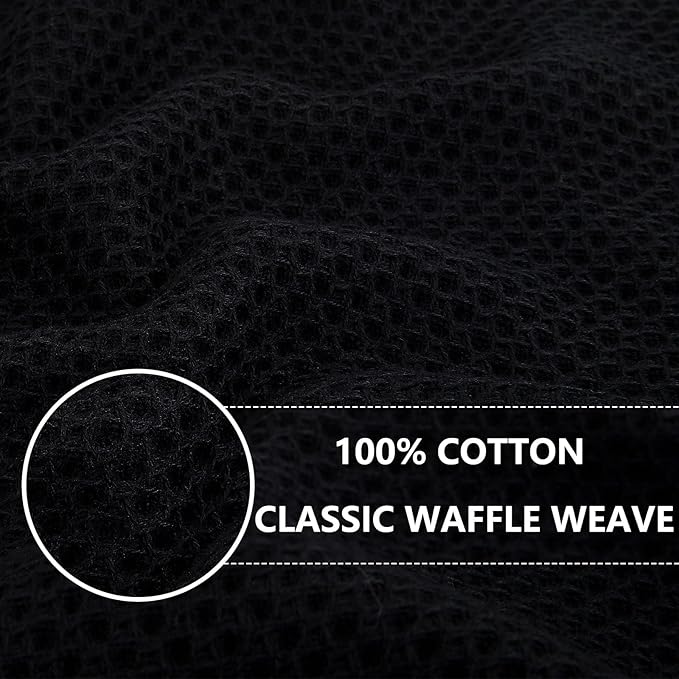 Homaxy 100% Cotton Oversized Waffle Weave Kitchen Towels, 5-Pack, Black | 20 x 28 Inches, Ultra Soft Absorbent Dish Towels, Quick Drying Large Cleaning Towels