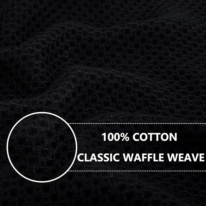 Homaxy 100% Cotton Oversized Waffle Weave Kitchen Towels, 7-Pack, Black | 20 x 28 Inches, Ultra Soft Absorbent Dish Towels, Quick Drying Large Cleaning Towels