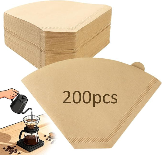 200 Count Unbleached Coffee Filters Natural Brown Cone Coffee Filter Paper for 3–8 Cup Drip Coffee Maker, Disposable Paper Coffee Filters for Pour Over Brewer & Coffee Machine