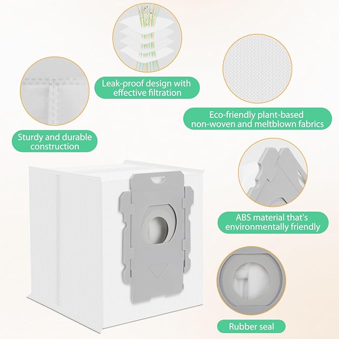 40 Pack iRobot Roomba Replacement Parts - Vacuum Bags for Roomba i7+, i1+, i2+, i3+, i4+, i5+, i6+, i8+, j6+, j7+, j8+, j9+, s9+, Combo i5+, j5+, j7+, j9+, Clean Base Compatible