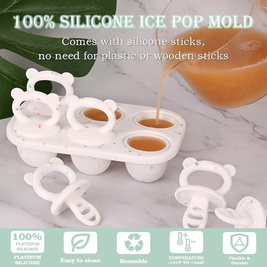 Sakolla Baby Popsicle Molds Mini 6-Cavity Silicone Ice Pop Mold with Sticks Breastmilk Popsicle Molds for Teething Relief Toddler Popsicle Mold for Ice Cream Frozen Yogurt and Fruit Juice (Confetti)