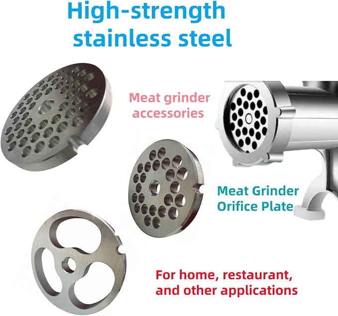 For Hobart, LEM, Cabelas, Weston and FGA Food Chopper, MTN Meat Grinders of #12 Stainless Steel Meat Grinder Plate Discs Blades，Cutting Disks Heavy Duty. (8/25 Hole Plate)