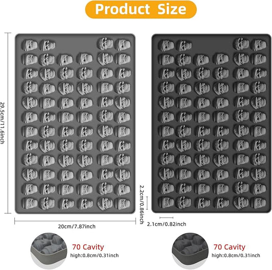 2 PCS Skull Silicone Molds,Halloween Molds Silicone for Chocolate,Halloween Chocolate Candy Gummy Mold Skull Shapes Mold for Halloween Party Decorations