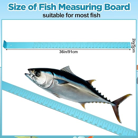 Zonon 2/15" X 2" X 36" Fish Measuring Board Anodized Aluminum Fish Ruler Blue Corrosion Resistant Boat Measuring Tool for Fishing Competition Fresh and Salt Water