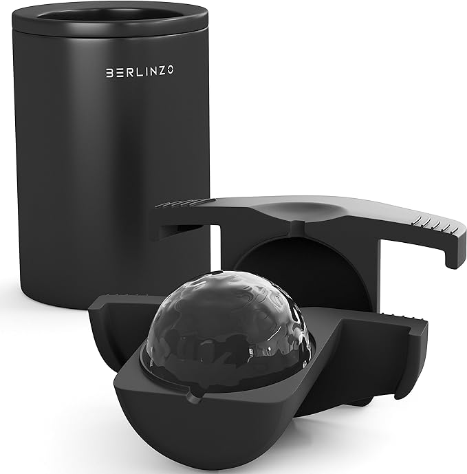 Berlinzo Ice Ball Maker Mold - 1 Clear 2.4in Whiskey Spheres, Non-Electric