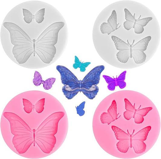 Butterfly Molds 4 Pcs Butterfly Chocolate Molds Mini Silicone Molds for Cake Decorating