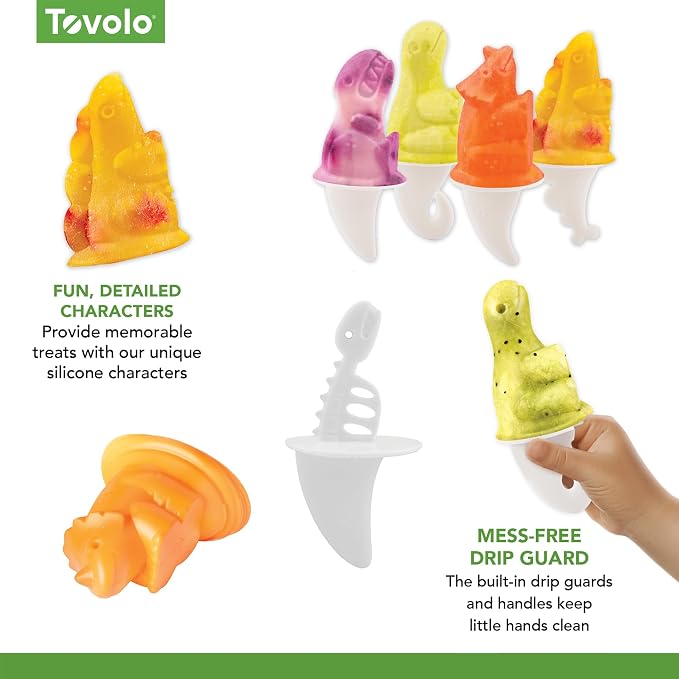 Tovolo, Freezer Pop Molds Dinos Set 4, 1 Count