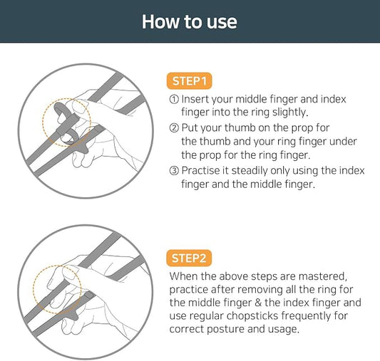 Training Chopsticks for Adults Right Handed, Beginner, Helper, Trainer, Easy, Practice For Noodle, Suhi (Made in Korea)