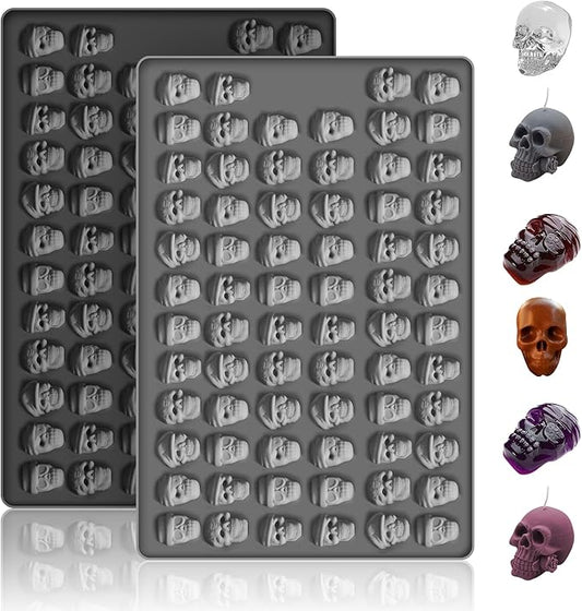 2 PCS Skull Silicone Molds,Halloween Molds Silicone for Chocolate,Halloween Chocolate Candy Gummy Mold Skull Shapes Mold for Halloween Party Decorations