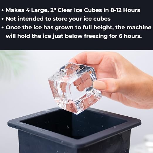 Klaris Clear Ice Maker, 4 Large 2-Inch Ice Cubes for Whiskey & Cocktails | Klaris Clear Ice Maker, Stainless Steel Shell, Reusable Ice Tray, Slow-Melting Ice, Ready in 8–12 Hours