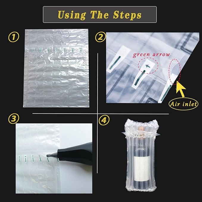 STAYWILD 31 Packs Wine Bottle Travel Protector & Inflatable Bags Airplane | Air Column Bubble Cushion Wrap Pouches for Shipping Packing Transport