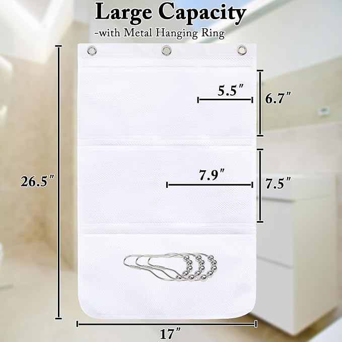 Fammart Mesh Shower Caddy Hanging, Quick-Drying Shower Organizer with 7 Pockets, Portable Bathroom Organizers and Storage for Shampoo, Soap, Loofah, Travel, and Cruise Essentials