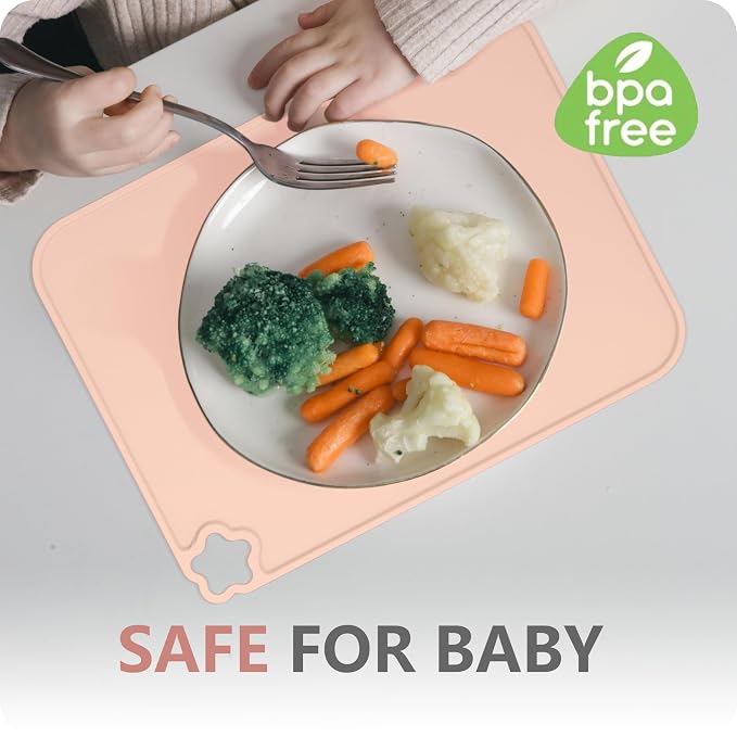 Silicone Placemat for Toddles Kids Non-Slip Reusable Portable Kids Placemats for Dinning Table Heat Resistant Placemats, Baby Placemat Stain Resistant Silicone Mat for Dining Table 3 Pack