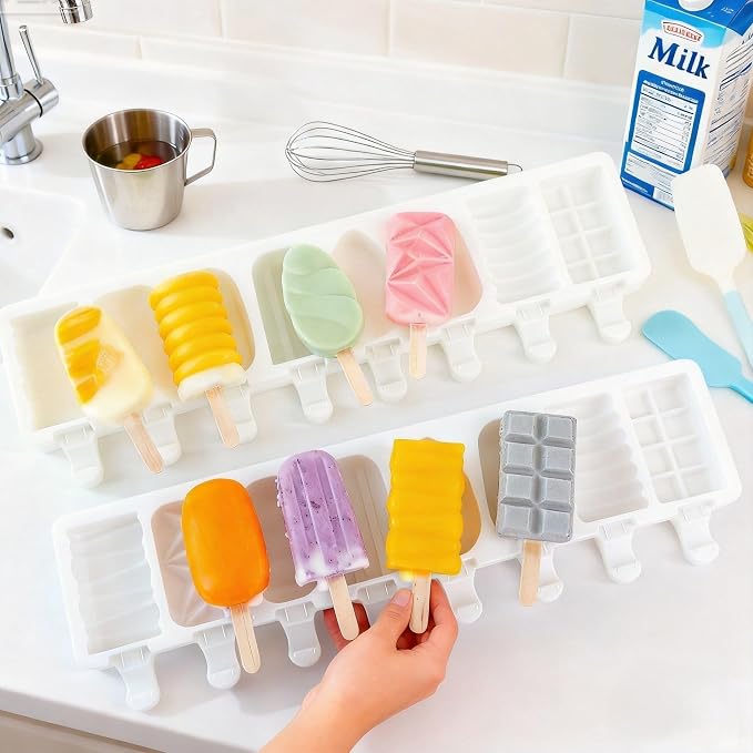 8-Cavity Silicone Popsicle Mold, Geometric-Shaped Ice Cream Mold, BPA-Free Ice Pop Mold, Suitable for Making Cake Pops, Popsicles, Cake Popsicles