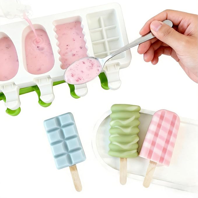 8-Cavity Silicone Popsicle Mold, Geometric-Shaped Ice Cream Mold, BPA-Free Ice Pop Mold, Suitable for Making Cake Pops, Popsicles, Cake Popsicles