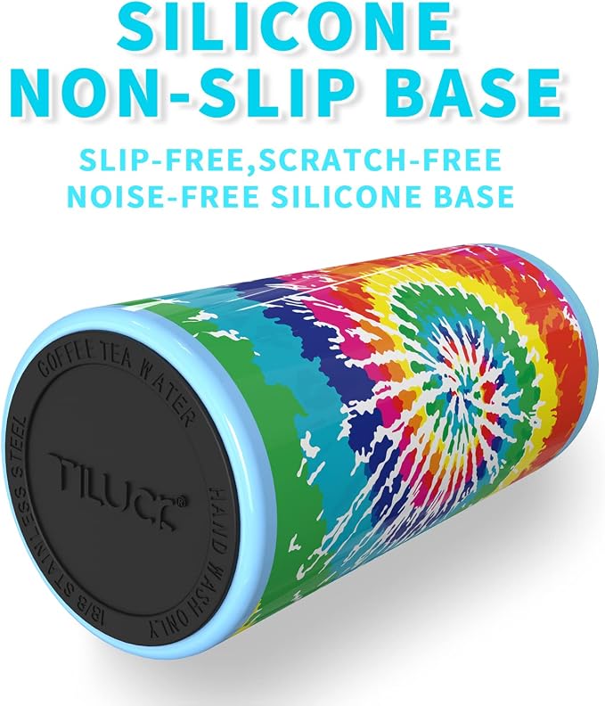 TILUCK Skinny Can Cooler, Stainless Steel Insulated Slim Cans, 12 oz | Beer & Hard Seltzer, Doucle-Walled Stainless Steel Insulated Slim Cans, Slim 12 oz(Spinning Rainbow)