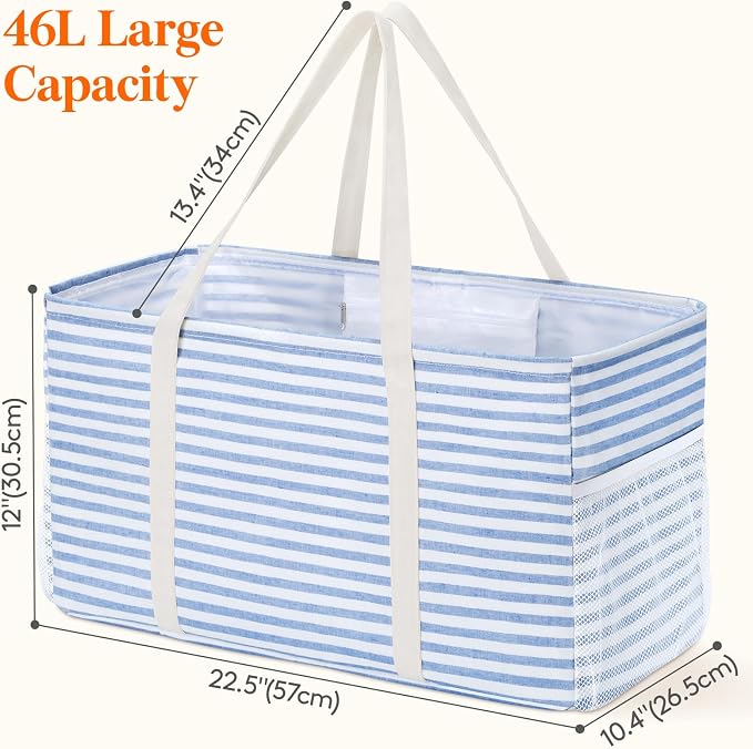 Lifewit Extra Large Tote Bag, Reusable Grocery Bags with Metal Wire Frame and Handles