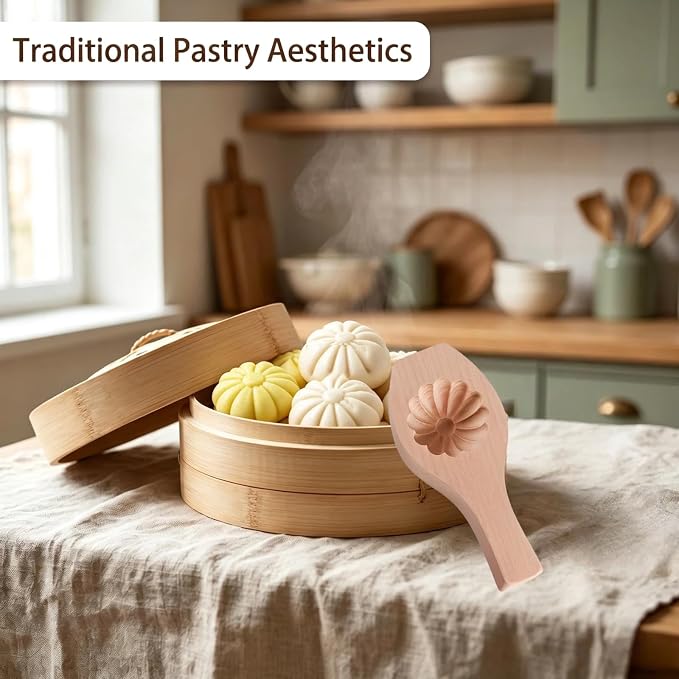 Wooden Bao Bun Maker,Baozi Maker Machine,Wooden Steam Bun Mold,This Kitchen Appliances And Gadgets Is the Best Gift for Asian Food Enthusiasts And Dumpling Maker (Steamed Bun C)