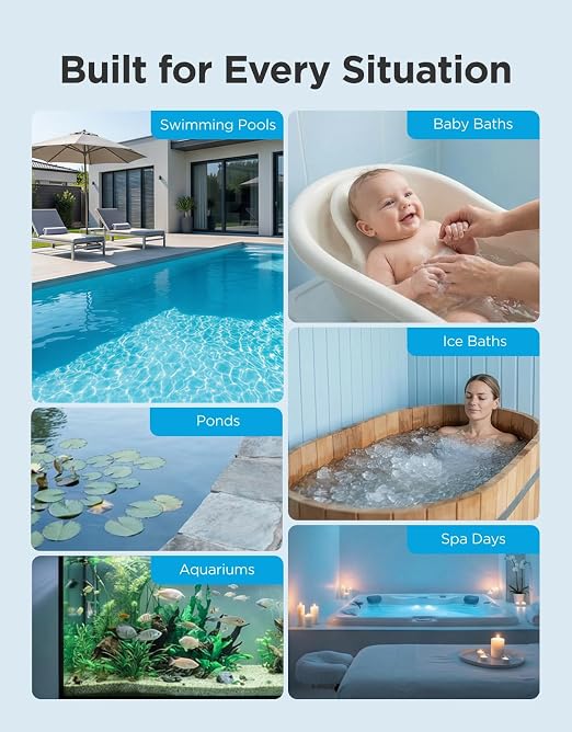 GoveeLife Smart Wireless Pool Thermometer P2, with App Easy Read | Digital Pool Thermometer Floating, IP68 Waterproof, 1082ft Range, APP/Buzzer/Email Alarm, for Swimming Pool/Cold Plunge/Pond