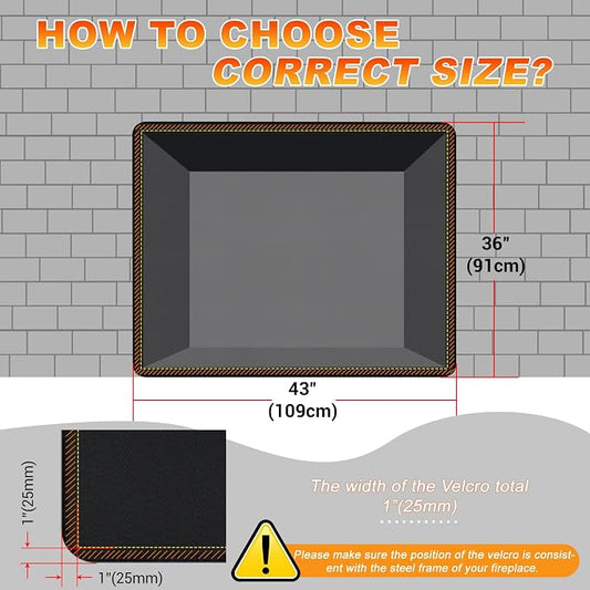 Fireplace Cover, Draft Stopper for Brick Fireplace, Fireplace Flue Blocker, Indoor Fireplace Blanket for Heat Loss, Winter and Summer, Black, 43x36 Inches