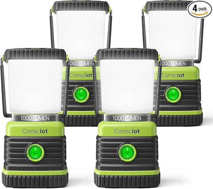 LED Camping Lantern, Consciot Battery Powered LED Lantern Flashlight, 1000LM, 4 Light Modes, IPX4 Waterproof, Survival Kits for Indoor Outdoor, Emergency Light for Home Power Outages, Hurricane, Storm | IPX4 Waterproof LED Flashlight, Survival Kits for...