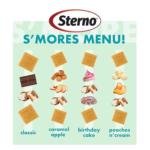 Sterno 70277 Smores Maker Jr Table Top Smores Fire Pit, Portable, Cordless, Food-Safe, Great for Outdoors or Indoors - Jr Size, Black | Includes base, roasting screen, 2 forks, and fuel can