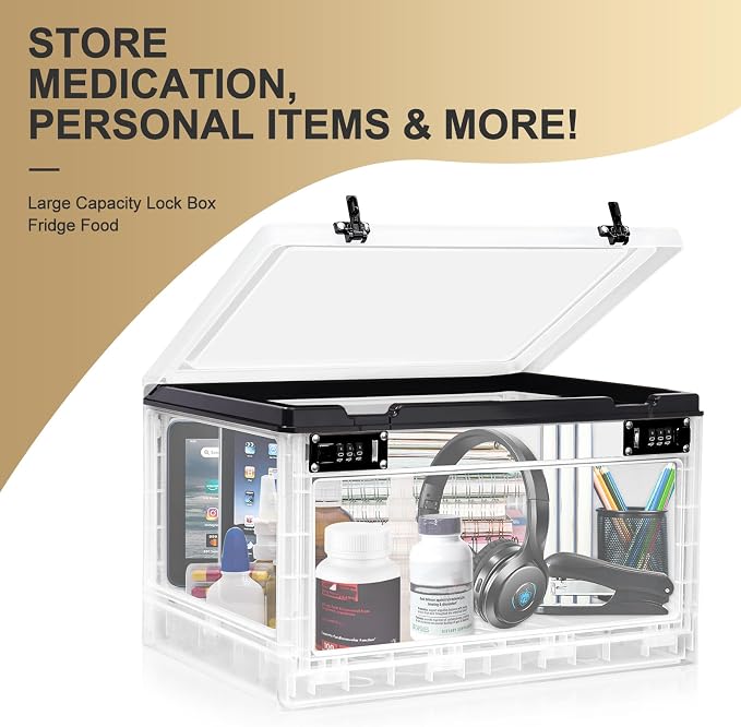 Lalifebuss Large Lock Box for Personal Items, 24 Litre Combination Lockable Storage Box for Office Locker/School/Medicine/Snacks/Phone Jail/Electronic/Home