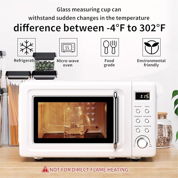 77L 2 Cup Glass Measuring Cup, [Insulated handle, V-Shaped Spout], High Borosilicate Glass Measuring Cup for Kitchen or Restaurant, Easy To Read, 500 ML (0.5 Liter, 2 Cup)