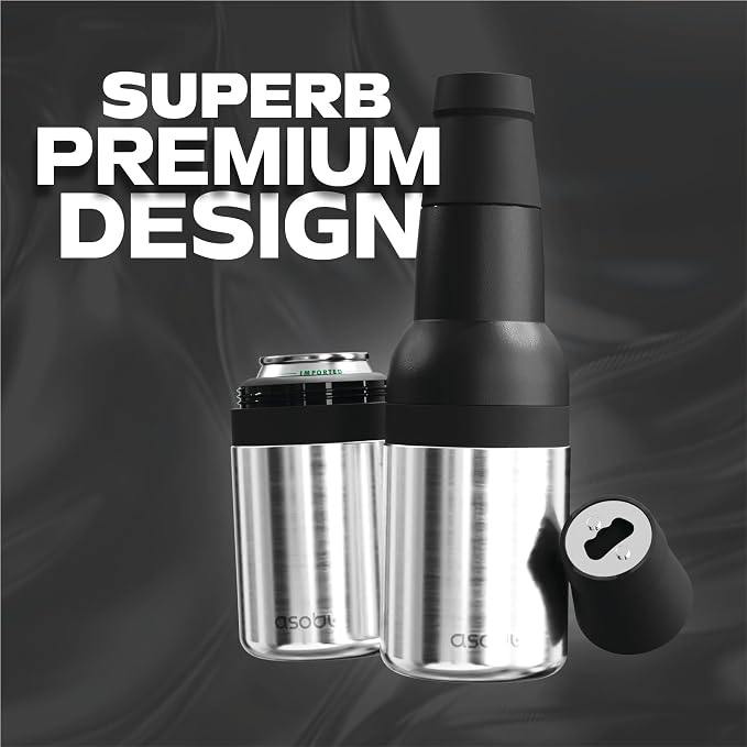 Asobu Frosty Beer Holder,Vacuum Insulated Double Walled Stainless Steel Beer Can and Bottle Cooler with Beer Opener, Bpa Free, Fits Standard 12oz, Ice Cold for Hours, Great Gift for Beer Lovers