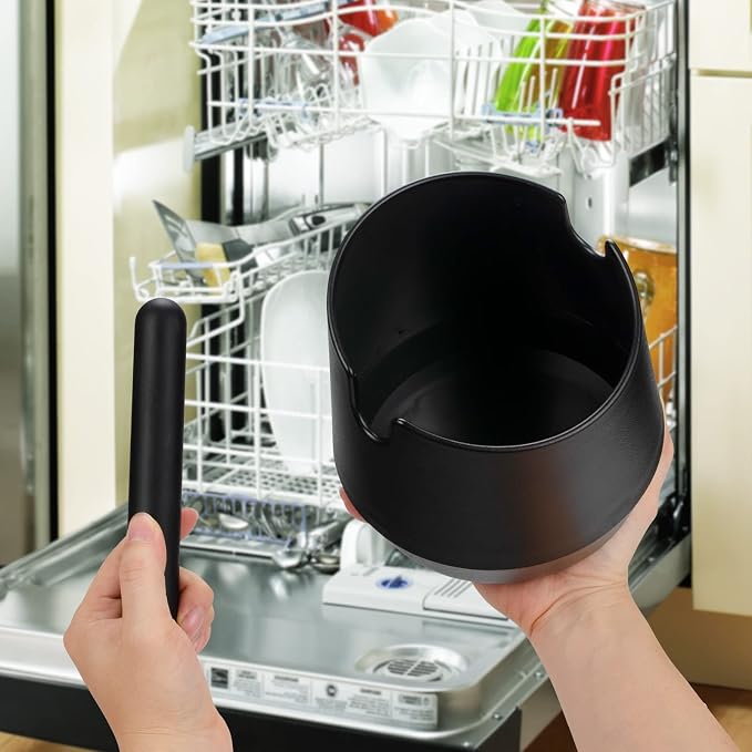 HOMEE 5.8 Inch Espresso Coffee Knock Box with Removable Knock Bar (Round) | Shock-absorbent espresso grounds knock box with Removable Knock Bar and Non-Slip Base for easy coffee ground disposal