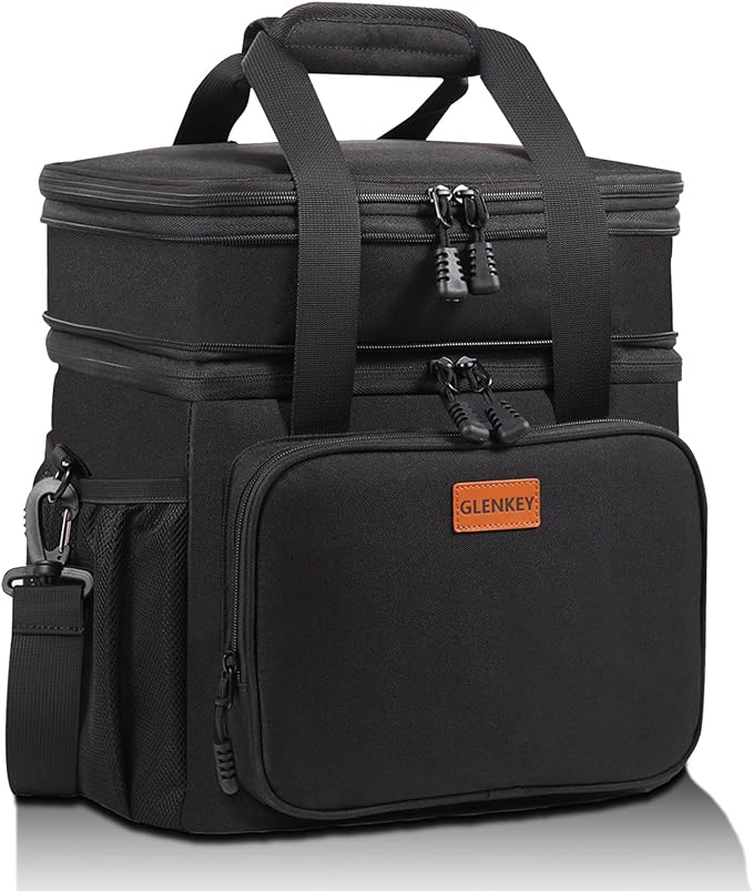 Expandable Lunch Box Cooler Bag - Insulated Soft Lunch Bag for Men Daily - Large Lunchbox for Adults Work Camping Outdoor Travel Black 22L