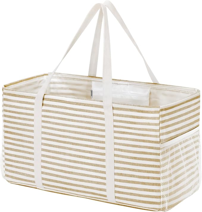Lifewit Extra Large Tote Bag, Reusable Grocery Bags with Metal Wire Frame and Handles