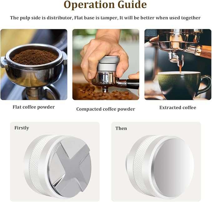 IKAPE Coffee Products, 49MM Coffee Distributor & Hand Tamper, Adjustable Depth Espresso Distributor Fits All 49mm Espresso Portafilter