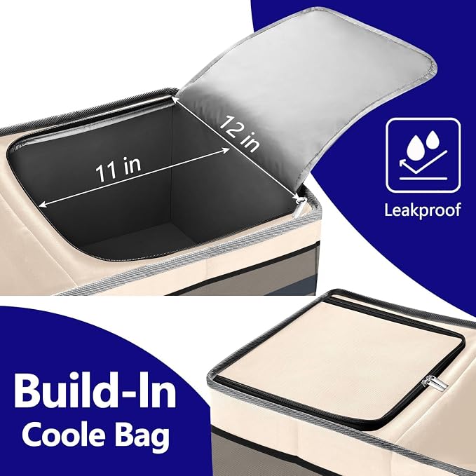 Trunk Organizer and Storage with Built-In Insulated Leak Proof Cooler Bag | Collapsible Cargo Organizer for SUV with Non Slip Strips, 3 Large Compartments Foldable Waterproof Portable Car Storage Box