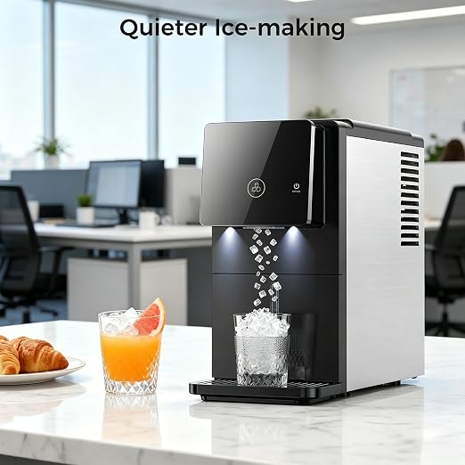 Nugget Countertop Ice Maker, Automatic Ice Dispenser, 33 lbs/Day Chewable Pellet Ice Machine with Self-Cleaning & Measured Dispensing, 1.8L Water Tank, Portable Ice Maker for Home, Kitchen, Office