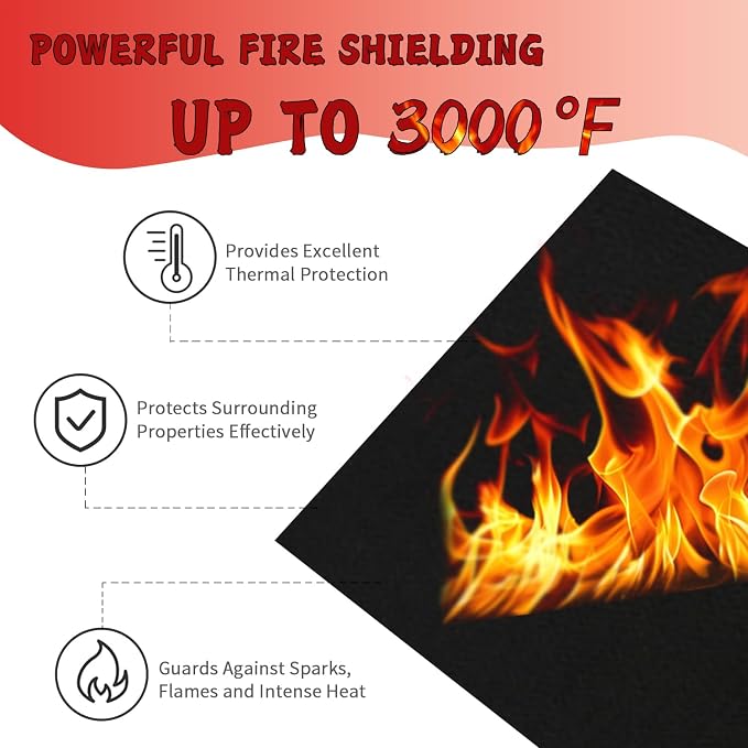 kaidun 1/4" (6mm) 12" x 27" Welding Blanket Fireproof, Up to 3000°F, 2 Pack | High Temp, Block Sparks & Slag, Flame Retardant, Heat Insulation, Fire Blanket, Heat Shield Mat for Soldering Plumbing Grill