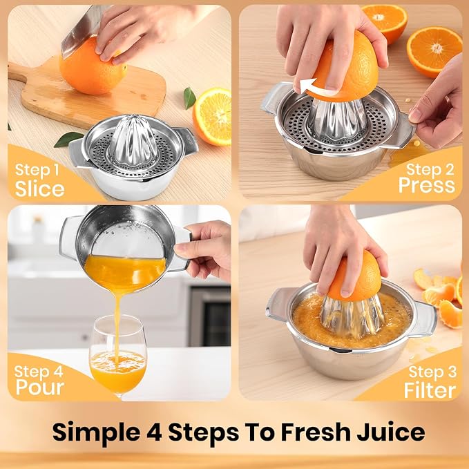 Premium 316L Stainless Steel Lemon Squeezer & Manual Juicer - Heavy Duty Hand Press for Orange, Citrus, Lime | Dishwasher Safe & Anti-Corrosion