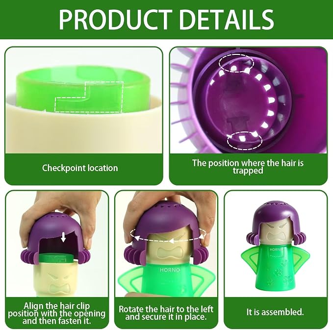 HORNO Angry Mama Microwave Oven Steam Cleaner (Green) | Angry Mama Microwave Oven Steam Cleaner and Disinfects With Vinegar and Water for Kitchens，Cut Cleaning Time by Half