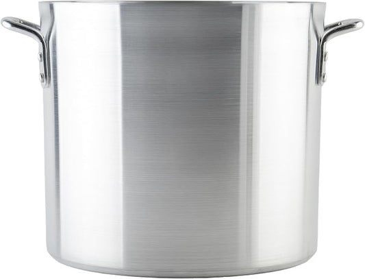Winco 20 qt Aluminum Heavy-Duty Stock Pot | Thick walls, Riveted handles, Wide base, Great for Stocks, Soups, Pasta and Batch Cooking