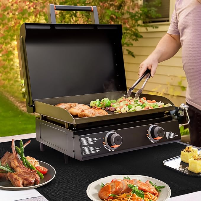 24 x 24in Heat Resistant Grill Mats for Outdoor Tabletop Grill to Protect Your Prep Grill Table, Heat Resistant Mats for Countertop, Fire Proof & Water Proof & Oil Proof BBQ Mat - Black-0.5mm | 1022℉ Fireproof grill mat for countertop/table protection,...