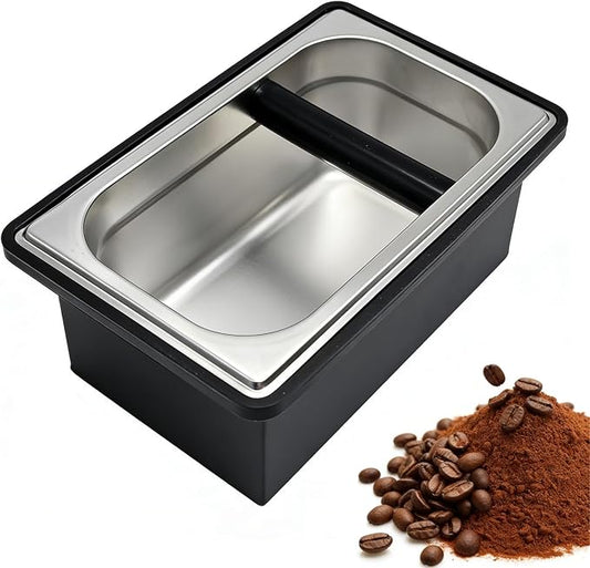 Espresso Knock Box,Stainless Steel Knocker Storage Box | Large Capacity Coffee Container,With Removable Shock-Absorbent Knock Bar and Anti-Slip Base