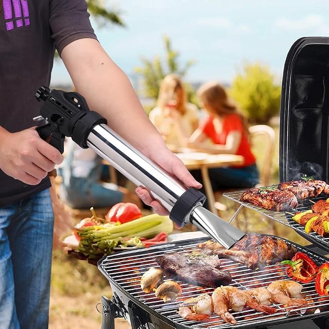 lyrlody Jerky Gun Kits, Sausage Stuffer, Beef Jerky Gun, Sausage Maker Machine, 1LB Stainless Steel Jerky Gun for Ground Meat with 5 Nozzles