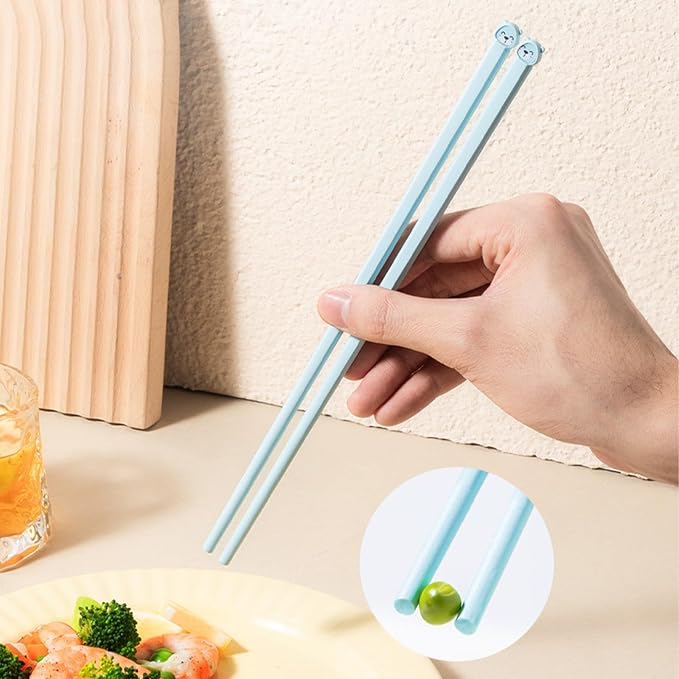 Cute Bear 5 Pairs Dishwasher Safe Fiberglass Chopsticks Reusable, Non-slip | Premium Lightweight Japanese Chinese Korean for Sushi Ramen 25.1cm/9.88inch, Food-Grade, BPA-Free, Durable, Heat-Resistant