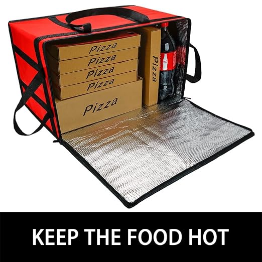 Bodaon 2-Pack Insulated Food Delivery Bag for Hot/Cold Meal, XXX-Large Cooler Bags, Pizza Delivery Bag for Commercial Delivery, Insulated Grocey Thermal Bag, Red
