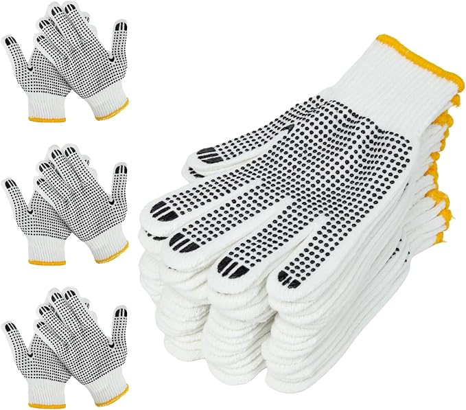 Unisex white cotton polyester knittedsafety gloves,suitable for gardening,warehouse,cooking work-12/36/240 pairs