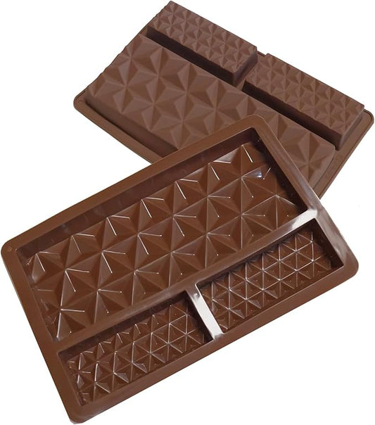 Silicone Chocolate Bar Mold, 1 Inch Deep, Large Candy Mould for Stuffed Bars and Fillings, 2 Pcs (brown01)