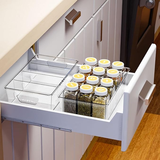 Stackable 2 Pack Snack Organizer for Pantry Shelf,Clear Pantry Organizers and Storage Bins for Fridge,Office,Cupboard,Plastic Pantry Snack Organizer For Breast Milk,Tea Bag,Food Storage Containers