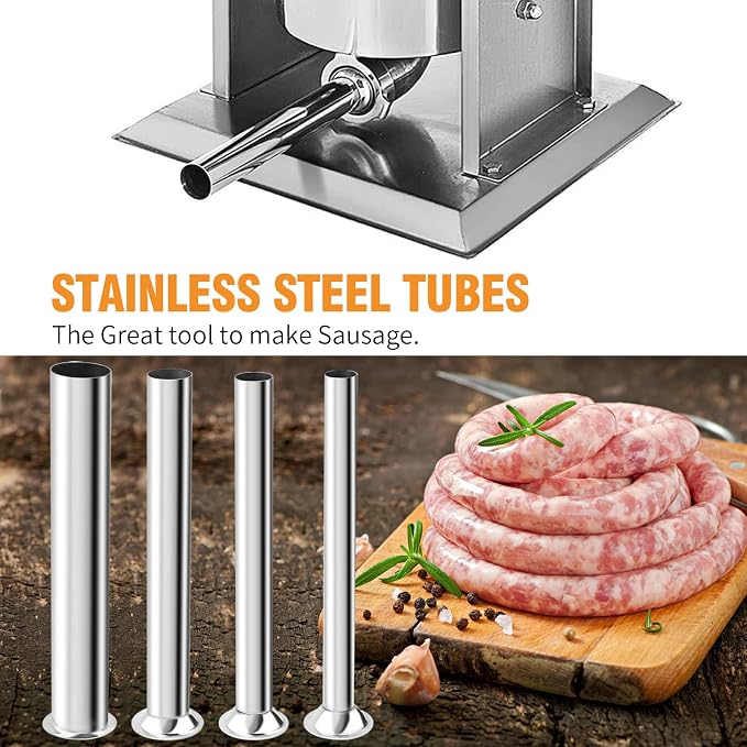 Hoypeyfiy 4Pcs Stainless Steel Sausage Stuffing Tubes, 4 Sizes Meat Stuffer Funnels Replacement for LEM 606 606SS 1606 1606SS, Fits 5 lb Sausage Stuffer with 1 9/16 Inch Base