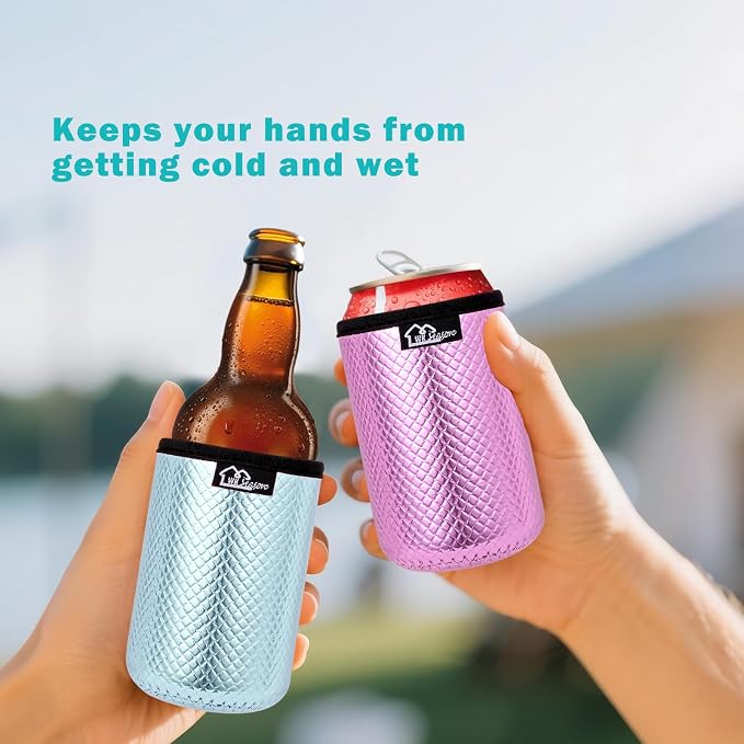 WKIEASON 12OZ Standard Can Coolers Sleeve Neoprene Can Coozies Insulators Can Koozies Cover for Beer Bottle PU Leather Neoprene Can Coolier for Soda Beverage Cokecola Can Sleeves-3PCS Pack